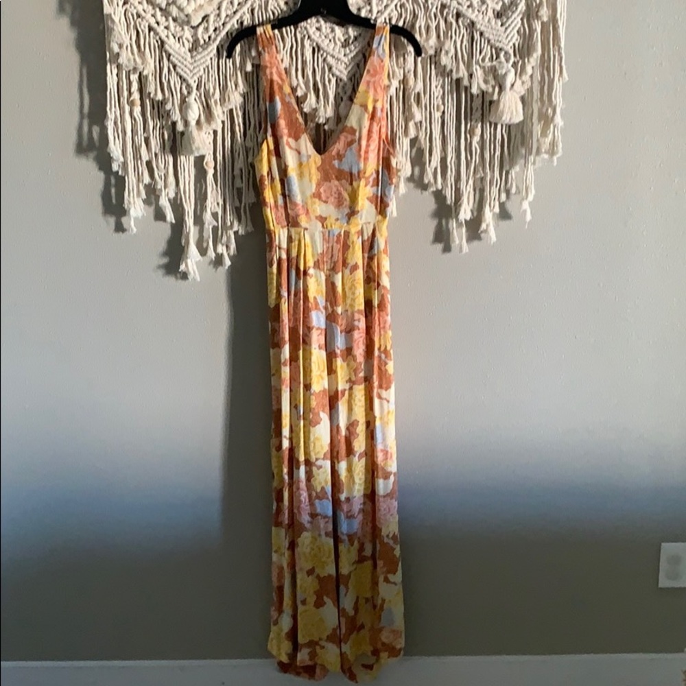 Amuse Society floral jumpsuit with open tie back